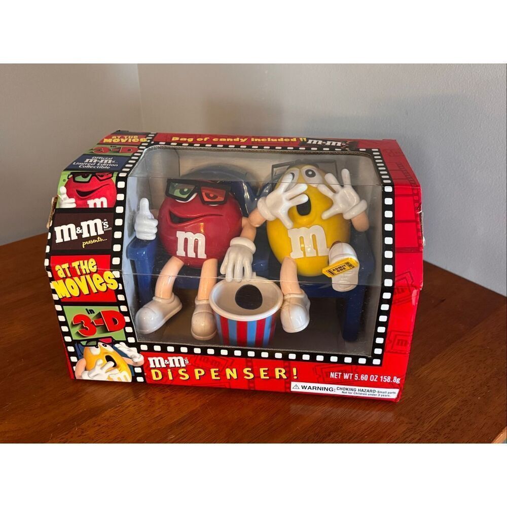 M&Ms At The Movies 3D Collectible Candy Dispenser Red and Yellow/New In Box